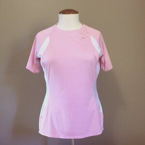 Nike Fit Dry Light Pink And White Sports Raglan Sleeve Tee